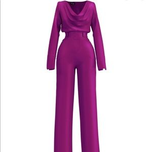 Satin Long Sleeve Jumpsuit